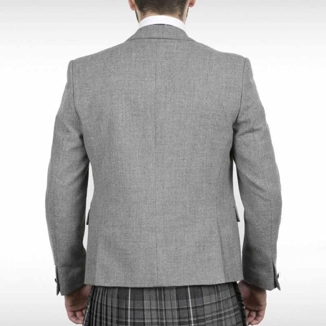 Grey Wool Argyle Kilt Jacket With Waistcoat