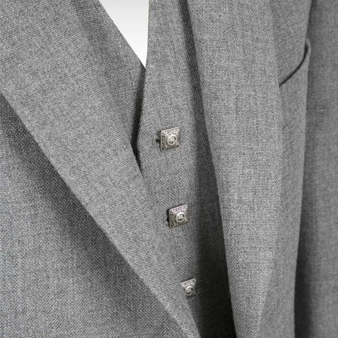 Grey Wool Argyle Kilt Jacket With Waistcoat