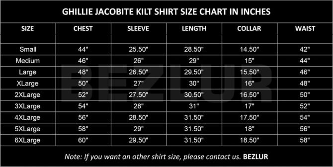 Jacobite-Ghille-Shirt-size-chart