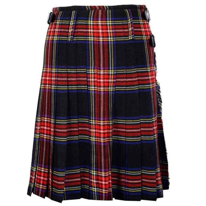 Black Stewart Tartan Kilt Back