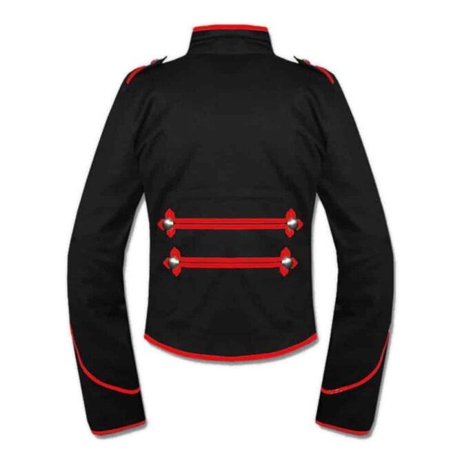 Black Gothic Military Drummer Jacket Back