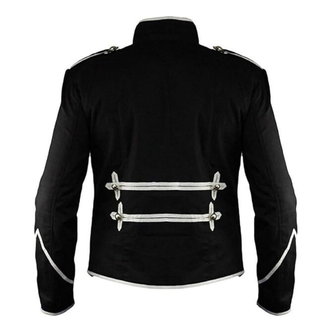 Black Gothic Steampunk Military Drummer Parade Jacket Back