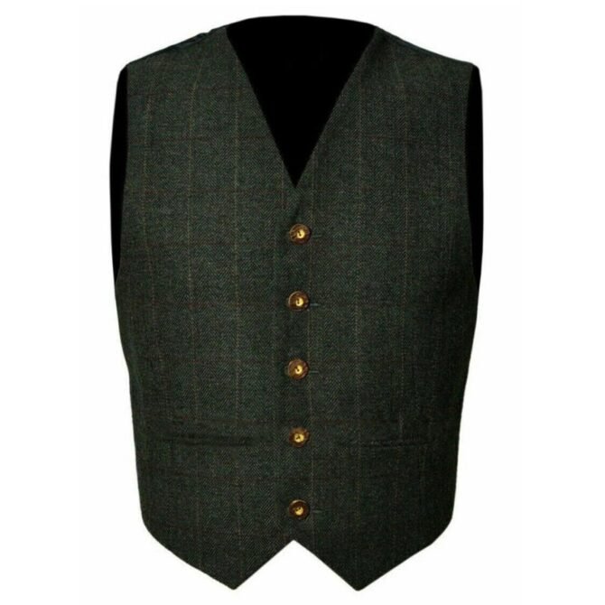 Dark Green Tweed Jacket Vest