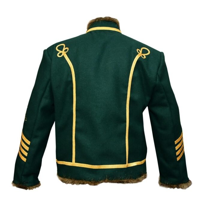 Jimi Hendrix Pipe Band 18th Century Napoleonic Green Hussar Jacket back