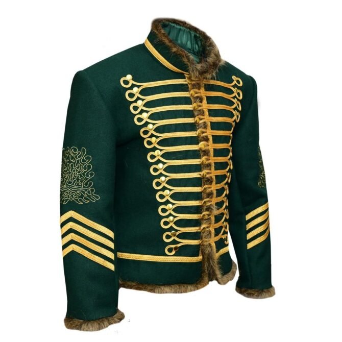 Jimi Hendrix Pipe Band 18th Century Napoleonic Green Hussar Jacket Side