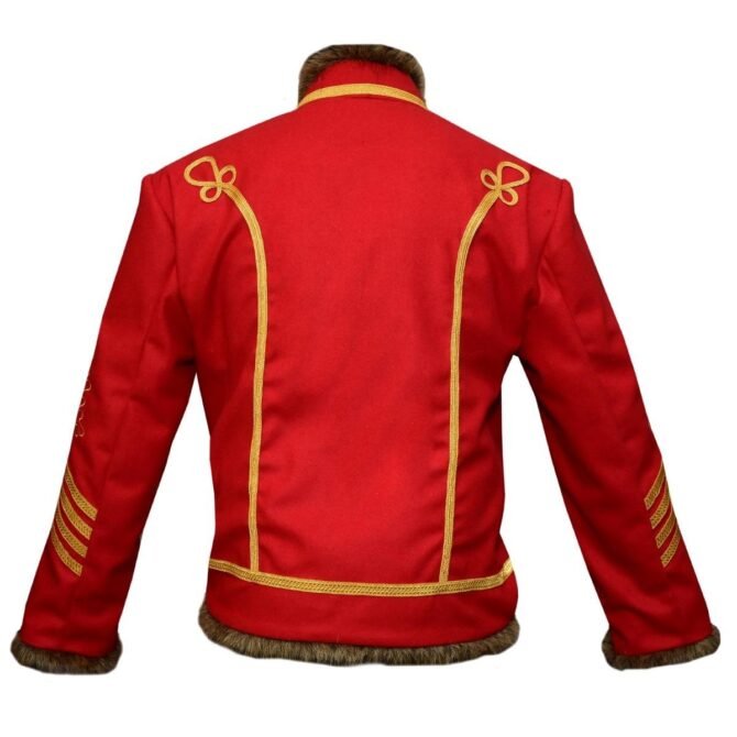 Jimi Hendrix Pipe Band 18th Century Napoleonic Red Hussar Jacket back