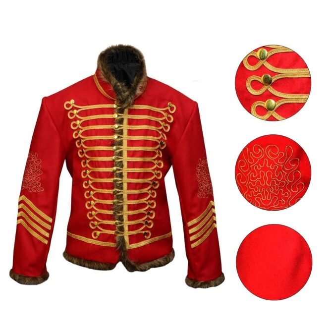 Jimi Hendrix Pipe Band 18th Century Napoleonic Red Hussar Jacket 1