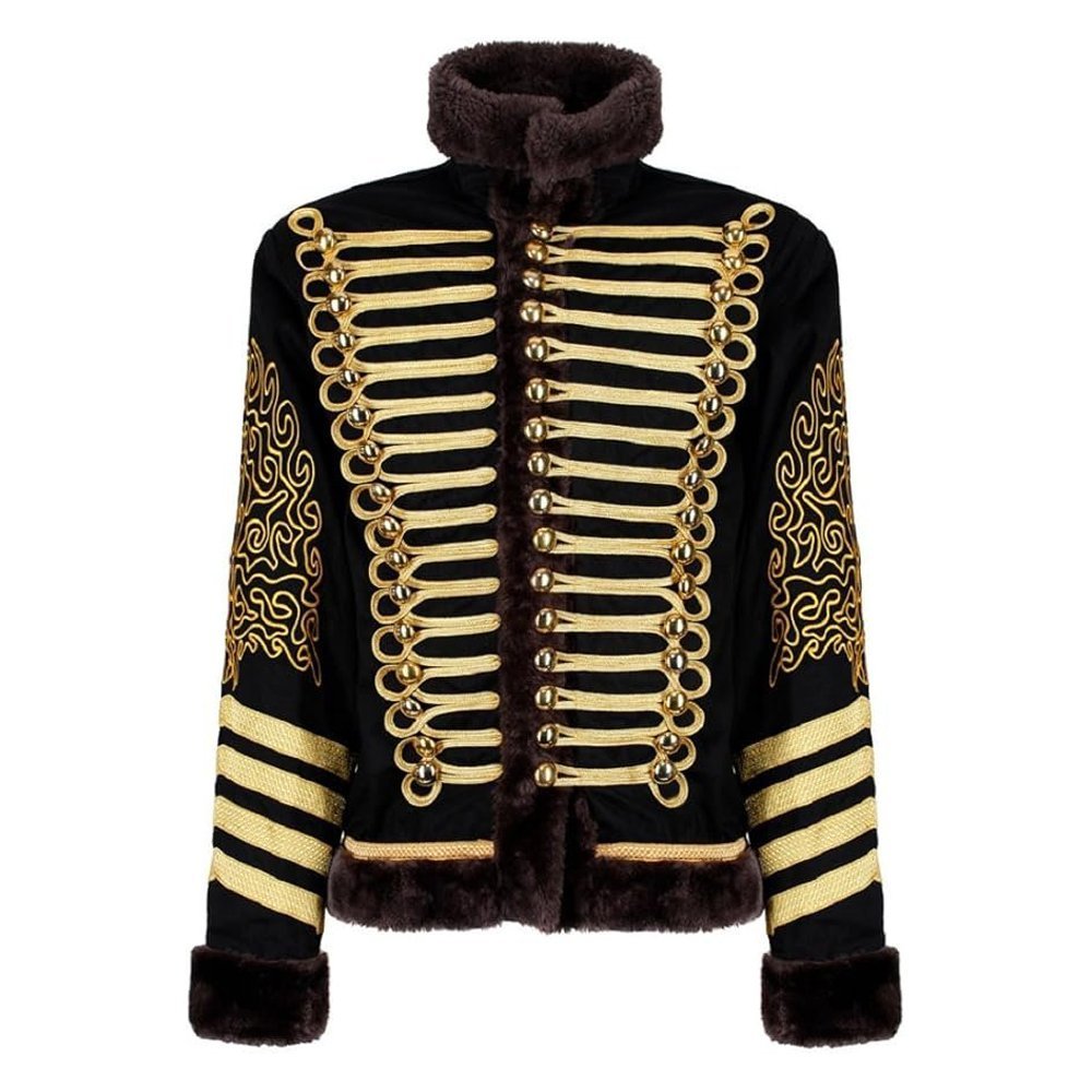 Mens Black And Gold Hussar Steampunk Parade Jacket