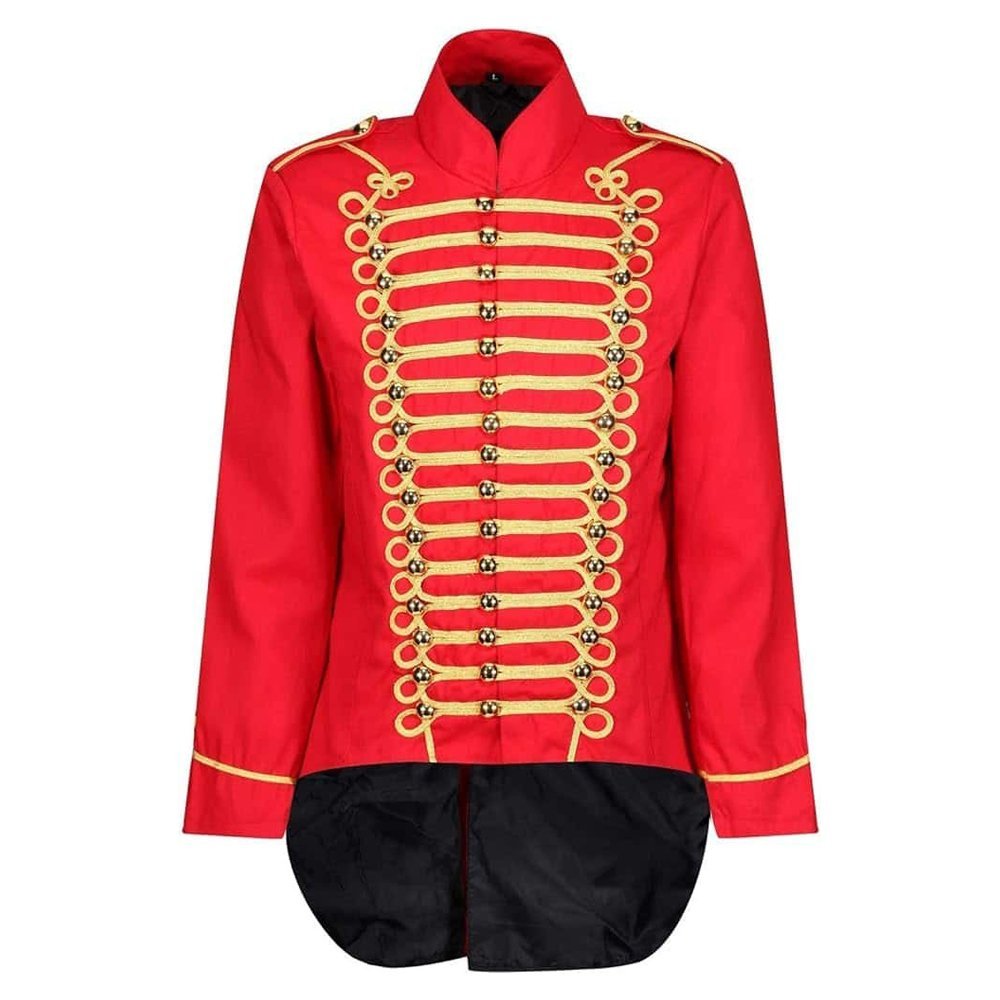 Red Hussar Parade Steampunk Military Jacket