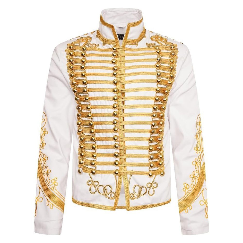 White Military Drummer Jacket With Golden Braid