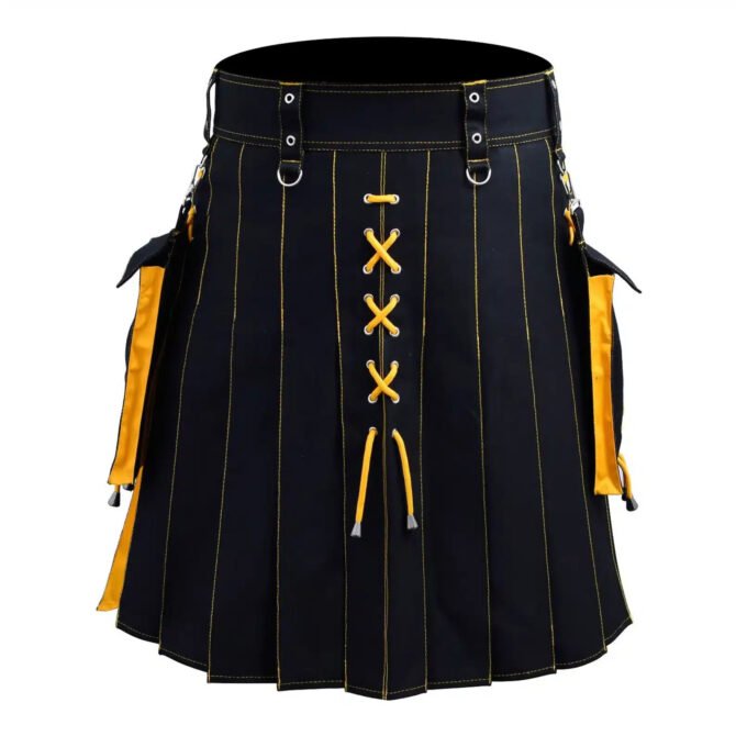 Black And Yellow Hybrid Kilt Back