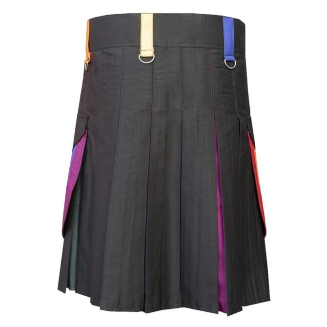 Black Cotton Hybrid Kilt Back