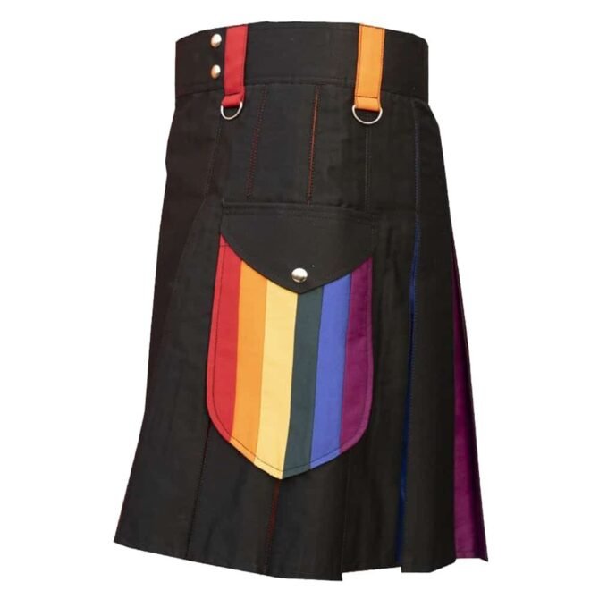 Black Cotton Hybrid Kilt Pocket