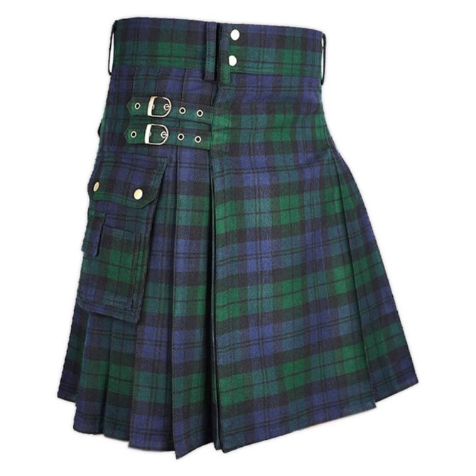 Black Watch Tartan Utility Kilt Side