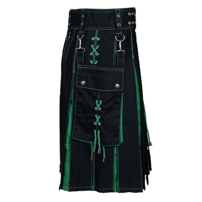 Green And Black Hybrid Kilt Side