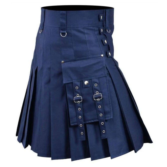 Navy Blue Utility Kilt Side