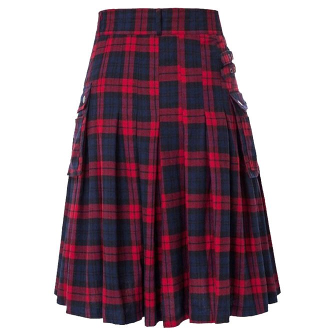 Brown Modern Tartan Utility Kilt Back