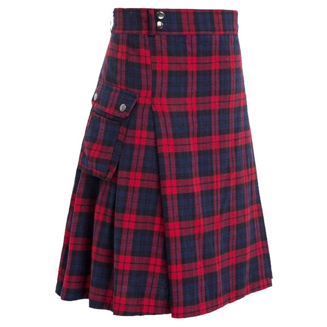 Brown Modern Tartan Utility Kilt Side