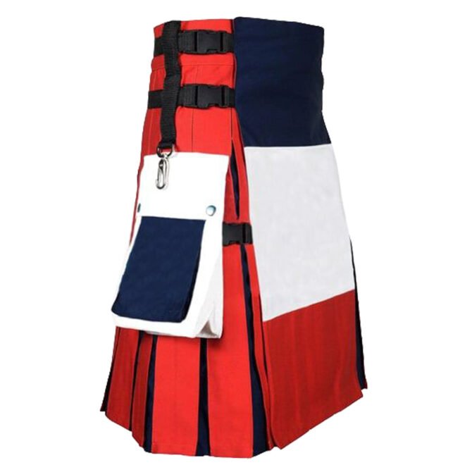 French Patriotic Flag Kilt Side