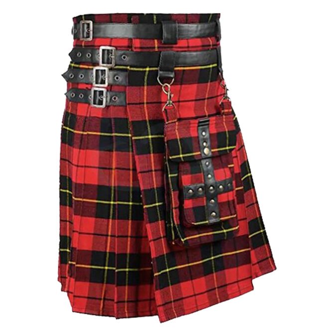 Gothic Wallace Tartan Utility Kilt Side