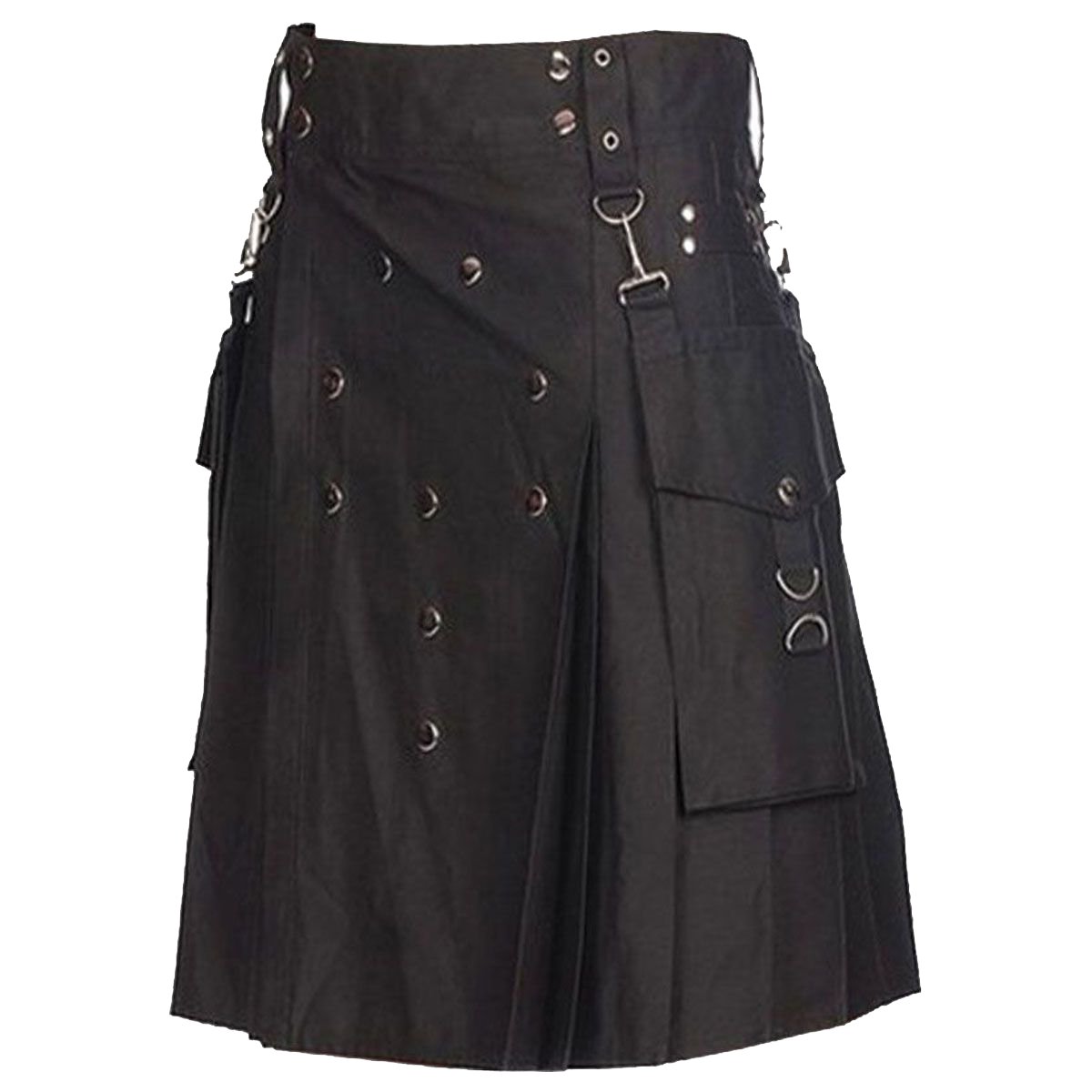 Modern Black Tartan Utility Kilt